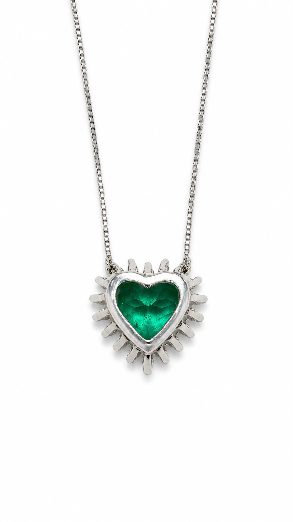 Dije Corazón de Furatena Muzo – Esmeralda Colombiana 1.20 ct con Diamantes en Oro Blanco 18k