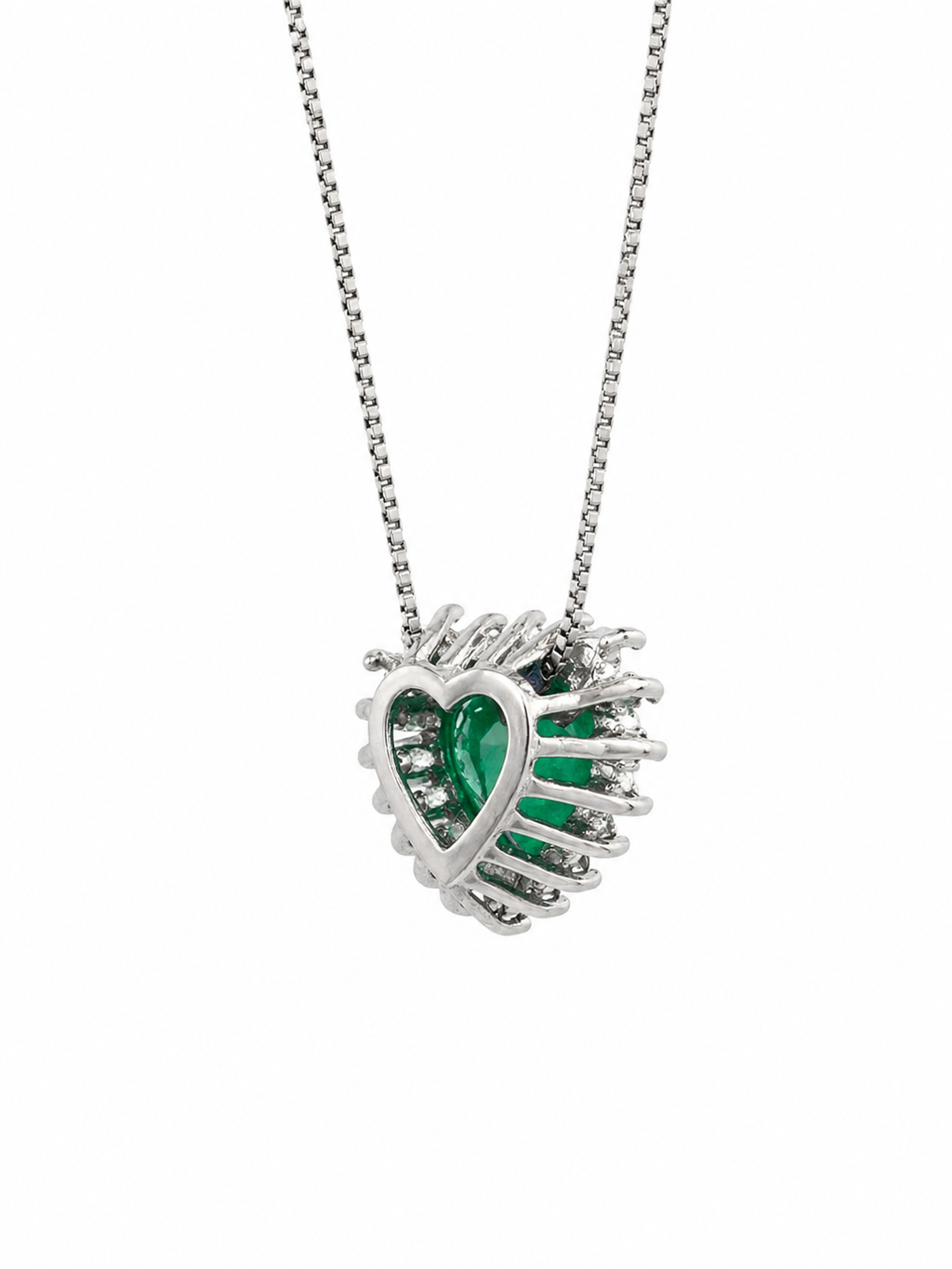 Dije Corazón de Furatena Muzo – Esmeralda Colombiana 1.20 ct con Diamantes en Oro Blanco 18k