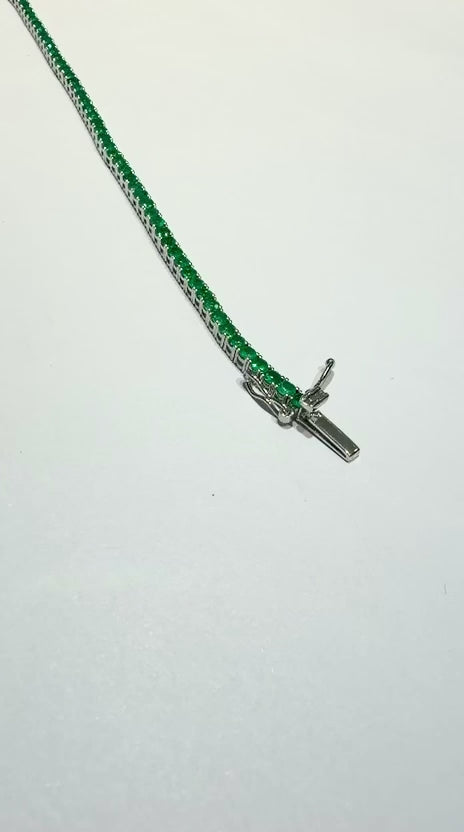 Pulsera Tennis de Esmeraldas Muzo en Oro Blanco 18k