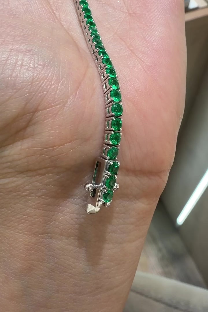 Pulsera Tennis de Esmeraldas Muzo en Oro Blanco 18k